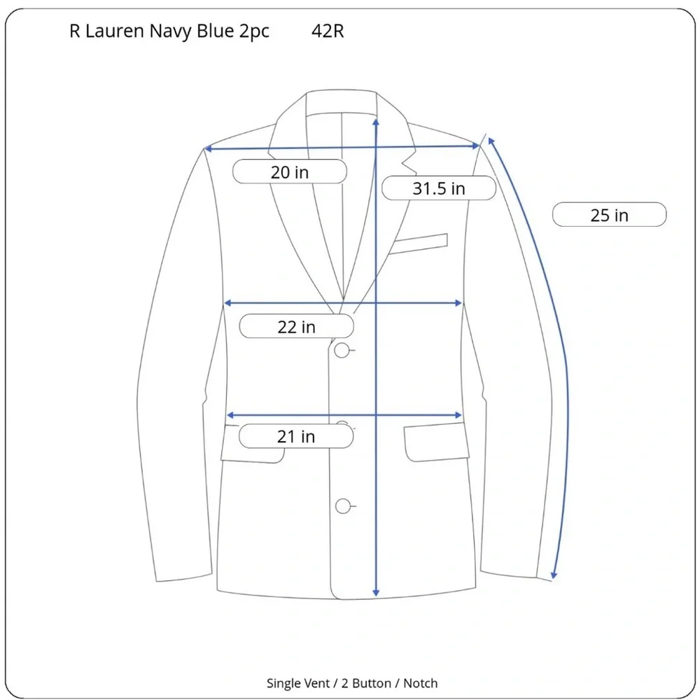 Ralph Lauren Navy Pinstripe Suit 42R and 36/30 pants - slightly imperfect cuff
